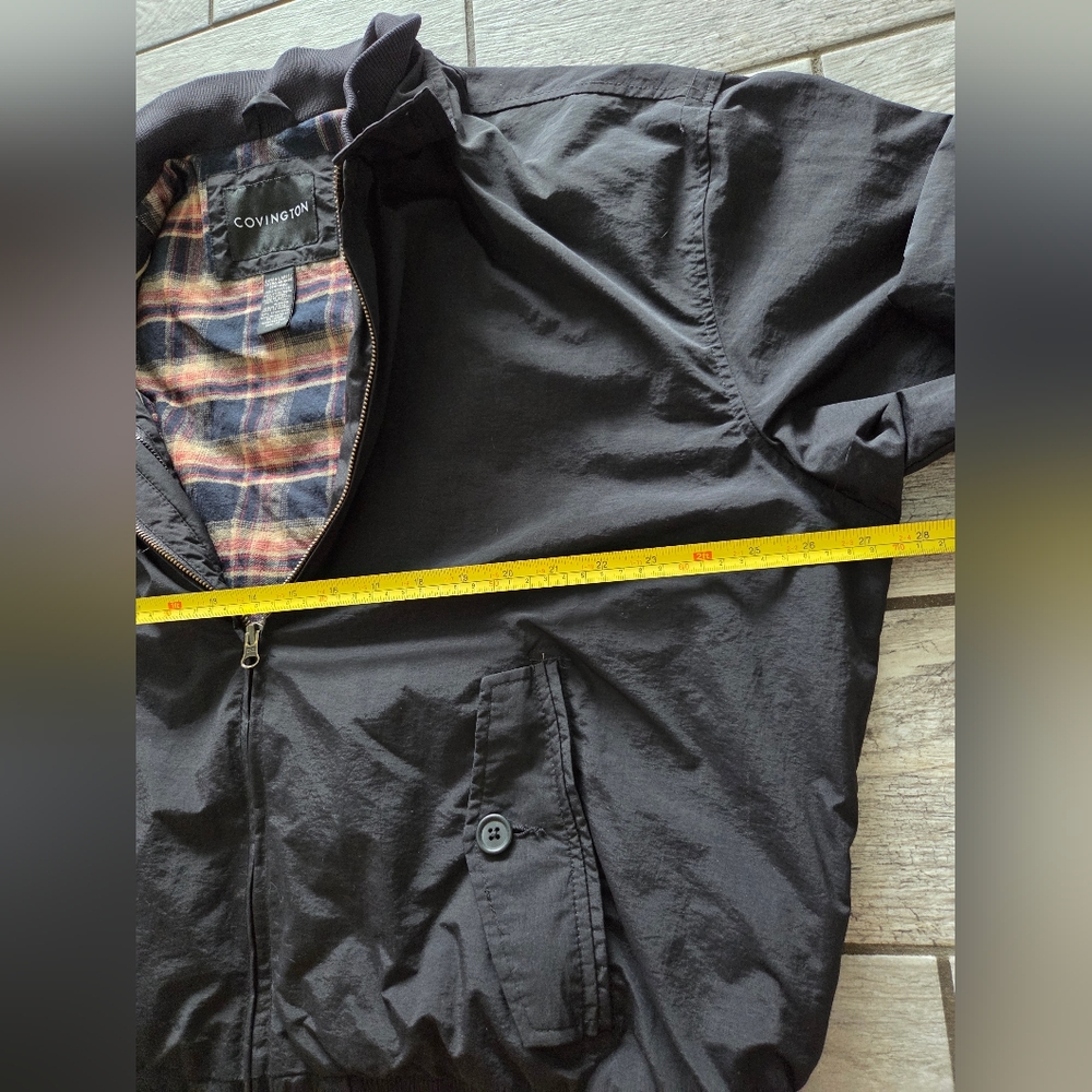 Covington Harrington Plaid Lined Zip Up Bomber Jacket Men XL Black Vintage Retro - Picture 9 of 13